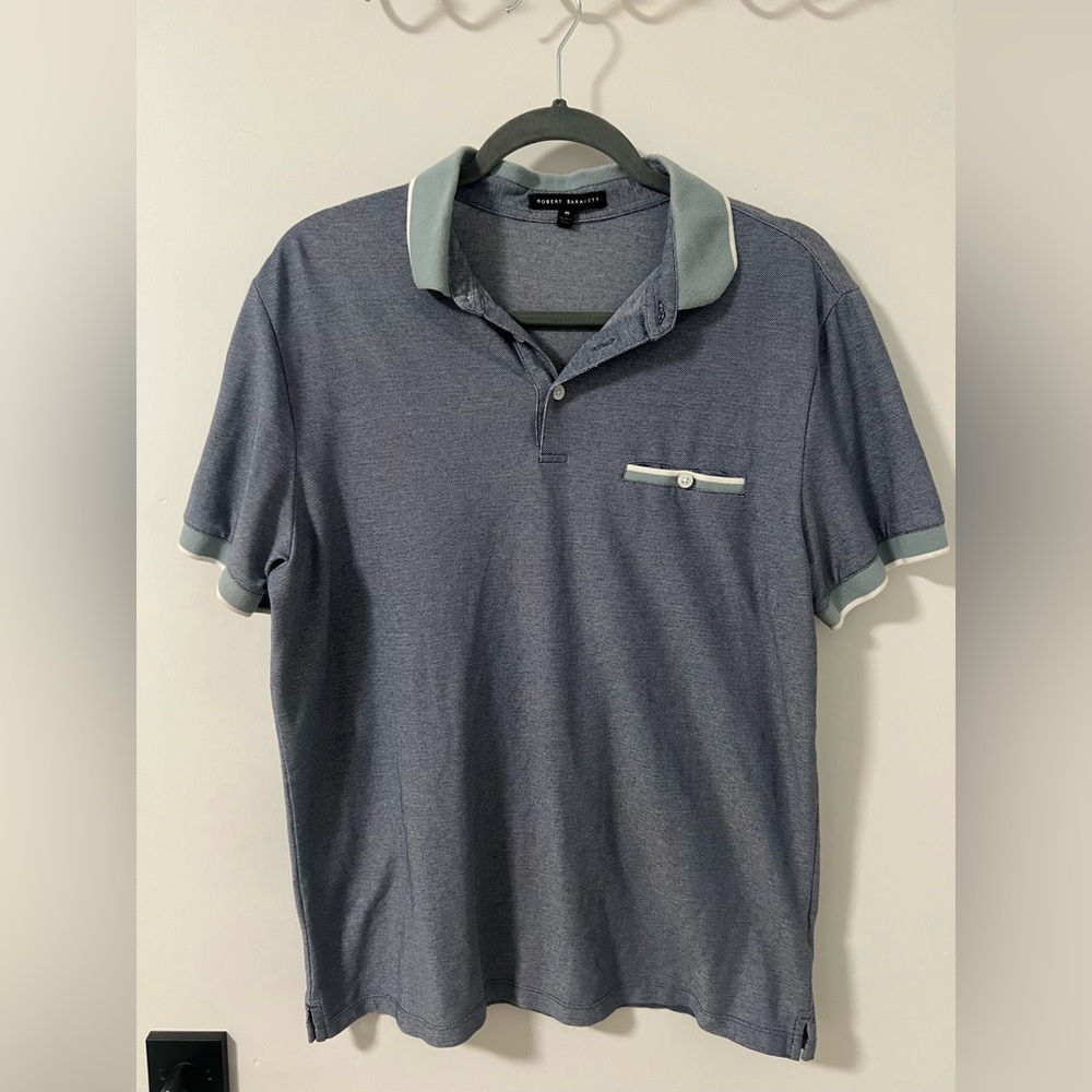 Robert Barakett navy blue & sage green polo